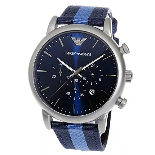 Emporio Armani Luigi Chronograph Quartz Blue Dial Blue Nylon Strap Watch For Men - AR1949 Buy Now By Emporio Armani