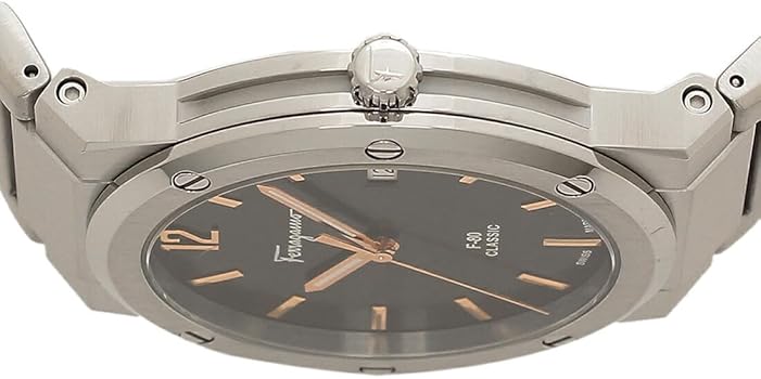 Shop Salvatore Ferragamo F-80 Classic Black Dial Silver Steel Strap Watch for Men - SFDT02423 in USA
