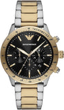 Emporio Armani Chronograph Black Dial Two Tone Steel Strap Watch For Men - AR11521