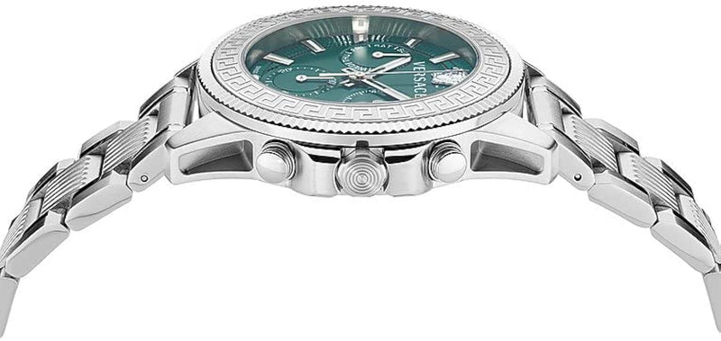 Versace Greca Action Chronograph Quartz Green Dial Silver Steel Strap Watch for Men - VE3J00422 Buy Now By Versace