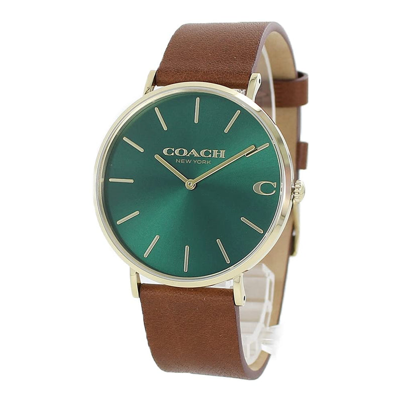 Coach Charles Green Dial Brown Leather Strap Watch for Men - 14602435 Buy Now By Coach