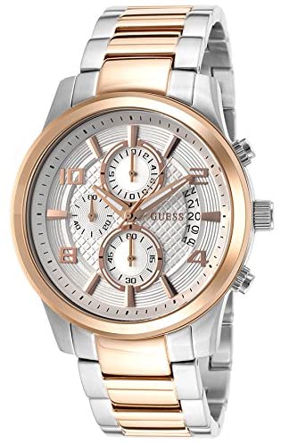 Guess Exec Chronograph White Dial Two Tone Steel Strap Watch for Men - W0075G2 Buy Now By Guess