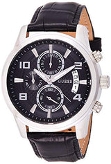 Guess Exec Chronograph Quartz Black Dial Black Leather Strap Watch for Men - W0076G1 Buy Now By Guess