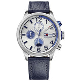 Shop Tommy Hilfiger Jackson Silver Dial Black Leather Strap Watch for Men - 1791240 in USA