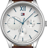 Shop Tommy Hilfiger Damon Quartz White Dial Brown Leather Strap Watch for Men - 1791418 in USA