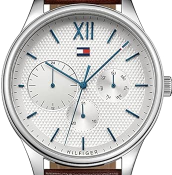 Shop Tommy Hilfiger Damon Quartz White Dial Brown Leather Strap Watch for Men - 1791418 in USA