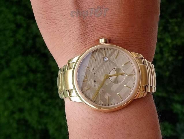 Shop Burberry The Classic Gold Dial Gold Steel Strap Watch for Men - BU10006 in USA