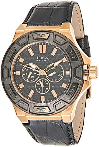 Guess Force Analog Black Dial Black Leather Strap Watch For Men - W0674G6 Buy Now By Guess