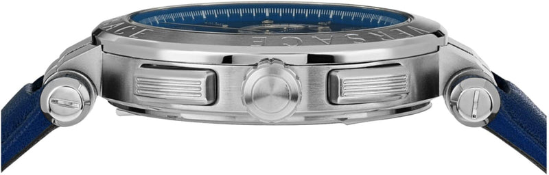 Versace Aion Chronograph Blue Dial Blue Leather Strap Watch for Men - VE1D01220 Buy Now By Versace