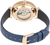 Emporio Armani Meccanico Gianni T-Bar Silver Dial Blue Leather Strap Watch For Women - AR60020