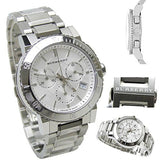 Shop Burberry City Chronograph White Dial Silver Steel Strap Watch For Women - BU9700 in USA