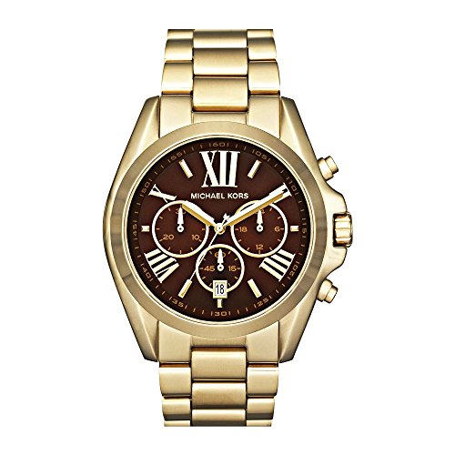 Shop Michael Kors Bradshaw Brown Dial Gold Steel Strap Watch for Women - MK5502 in USA