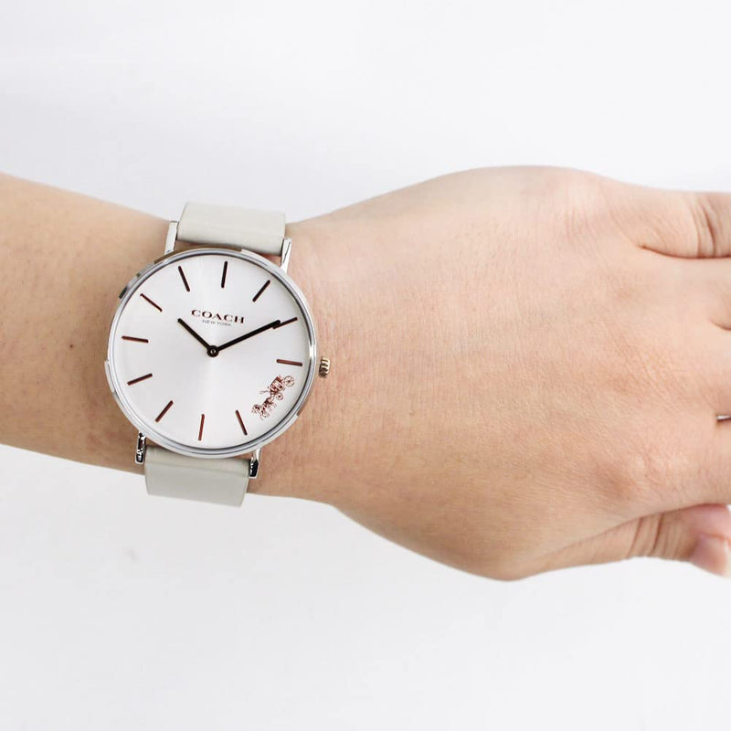 Coach Perry Silver DIal White Leather Strap Watch for Women - 14503116 Buy Now By Coach