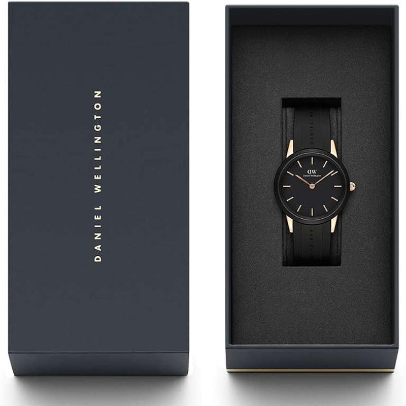 Daniel Wellington Iconic Round Case Motion Black Dial Rubber Strap Watch For Men - DW00100425