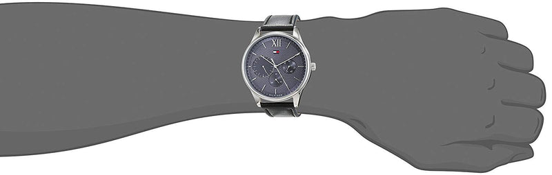 Shop Tommy Hilfiger Damon Multifunction Black Dial Black Leather Strap Watch for Men - 1791417 in USA