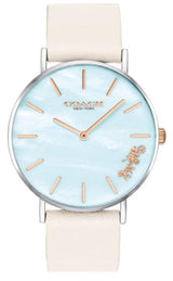 Coach Perry Blue Mother of Pearl Dial White Leather Strap Watch for Women - 14503270 Buy Now By Coach
