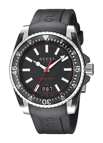 Shop Gucci Dive Quartz Black Dial Black Rubber Strap Watch For Men - YA136303 in USA