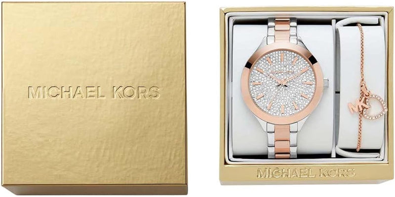 Michael Kors Slim Runway Crystals Silver Dial Two Tone Steel Strap Watch for Women - MK1045 Buy Now By Michael Kors