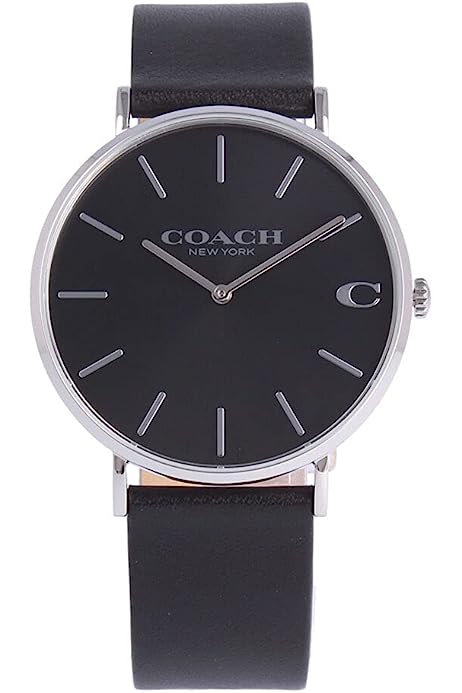 Coach Charles Black Dial Black Leather Strap Watch for Men - 14602149 Buy Now By Coach