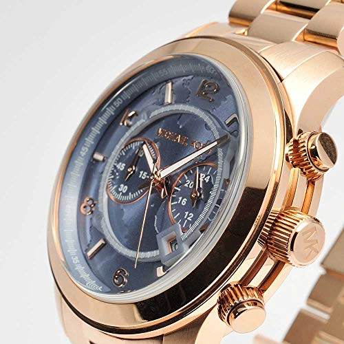 Michael Kors Runway Stop Hunger Quartz Blue Dial Rose Gold Steel Strap Watch For Men - MK8358 Buy Now By Michael Kors