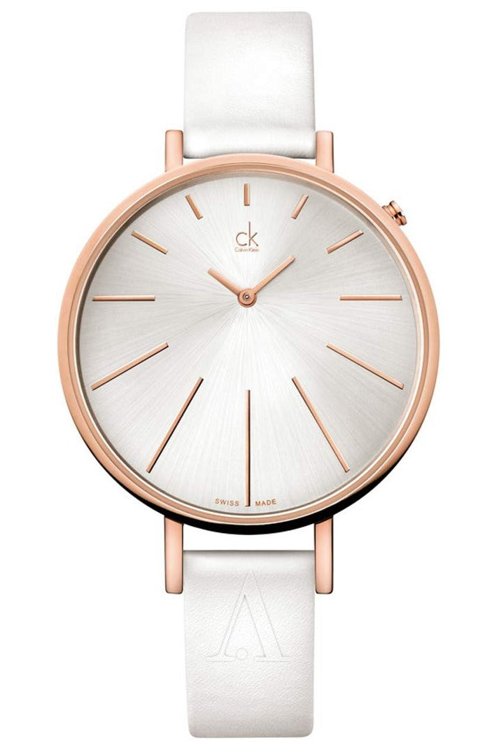 Calvin Klein Equal Silver Dial White Leather Strap Watch for Women - K3E236L6 Buy Now By Calvin Klein