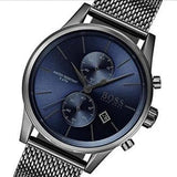 Hugo Boss Jet Chrongraph Blue Dial Gunmetal Grey Mesh Bracelet Watch for Men - 1513677