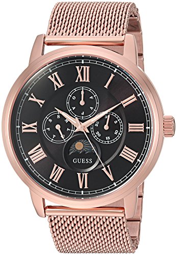 Shop Guess Delancy Black Dial Rose Gold Mesh Bracelet Watch for Men - W0871G5 in USA
