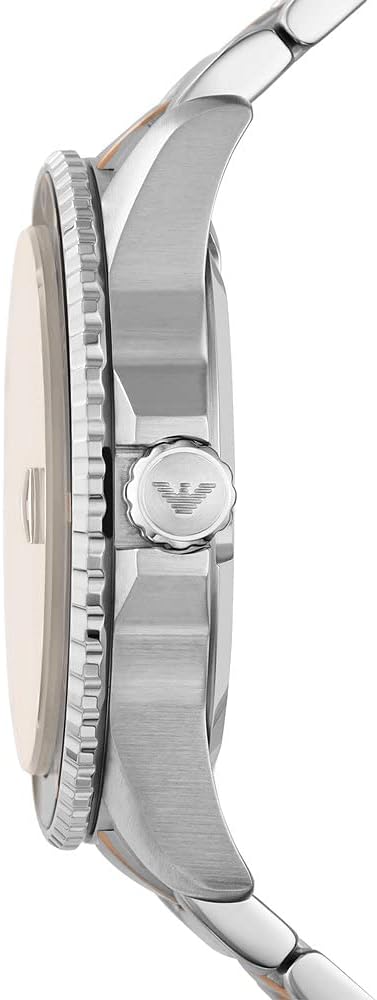 Emporio Armani Diver Quartz Brown Dial Two Tone Steel Strap Watch For Men - AR11340 Buy Now By Emporio Armani