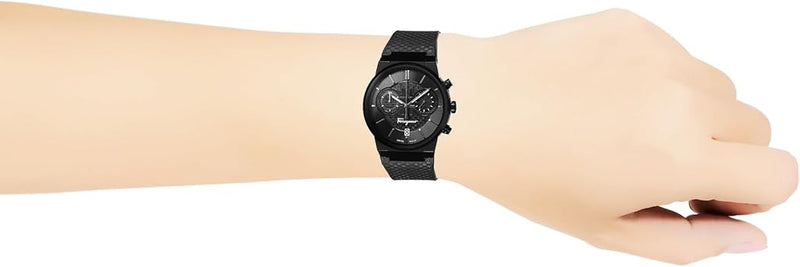 Shop Salvatore Ferragamo Sapphire Chrono Black Dial Black Rubber Strap Watch for Men - SFME00621 in USA