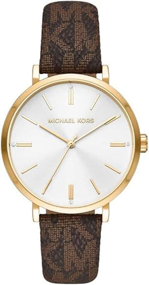 Michael Kors Addyson Three-Hand Silver Dial Brown Leather Strap Watch for Women - MK2945