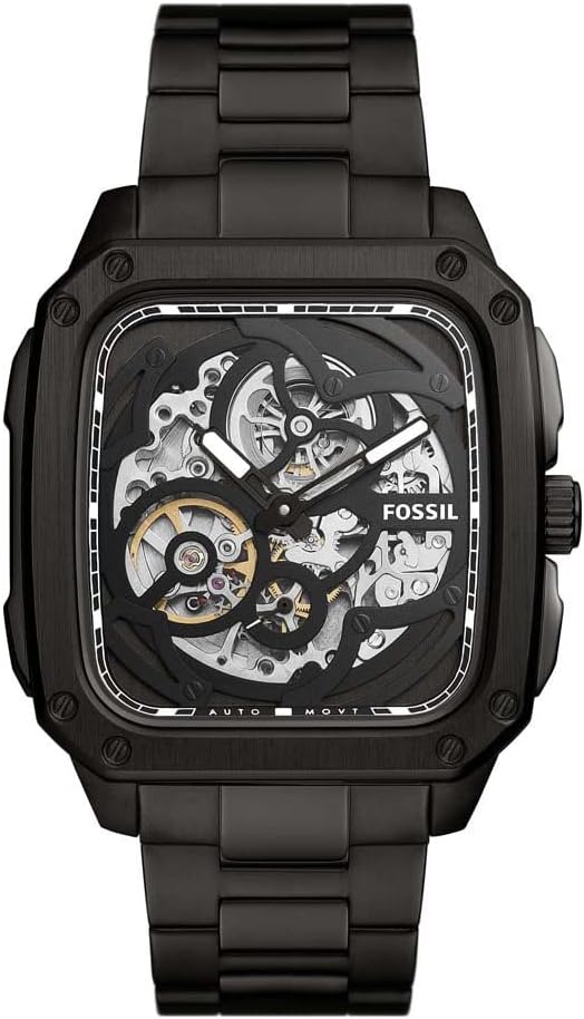 Fossil Inscription Automatic Skeleton Black Dial Black Steel Strap Watch for Men - BQ2574 Buy Now By Fossil