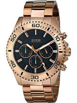 Guess Chaser Chronograph Black Dial Rose Gold Steel Strap Watch for Men - W0170G3 Buy Now By Guess
