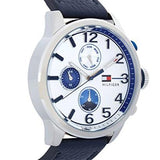 Shop Tommy Hilfiger Jackson Silver Dial Black Leather Strap Watch for Men - 1791240 in USA