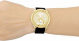 Guess G Twist Gold Dial Black Leather Strap Watch for Women - W0911L3 Buy Now By Guess