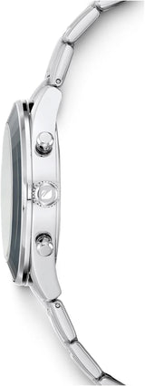 Shop Swarovski Octea Lux Sport Chronograph Black Dial Silver Steel Strap Watch for Women - 5610520 in USA
