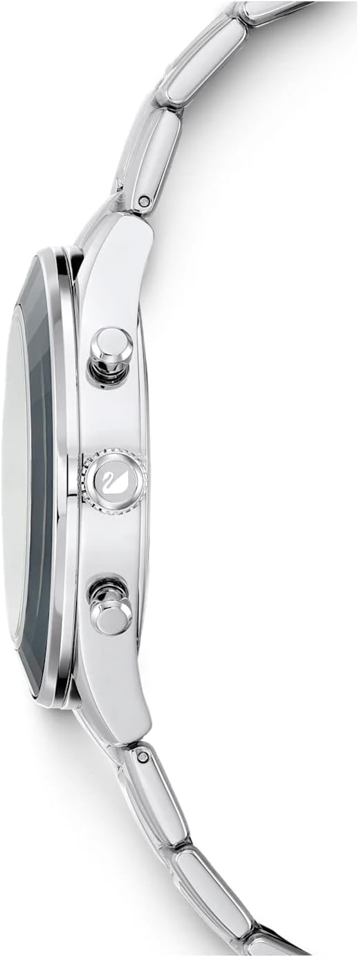 Shop Swarovski Octea Lux Sport Chronograph Black Dial Silver Steel Strap Watch for Women - 5610520 in USA