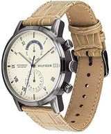 Tommy Hilfiger Kane White Dial Beige Leather Strap Watch for Men - 1710399