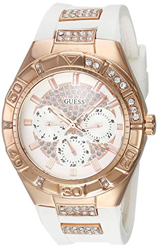 Guess Luna Diamonds White Dial White Rubber Strap Watch for Women - W0653L4 Buy Now By Guess