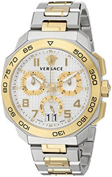 Versace Dylos Chronograph Silver Dial Two Tone Steel Strap Watch for Men - VQC030015 Buy Now By Versace
