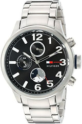 Shop Tommy Hilfiger Jackson Quartz Black Dial Silver Steel Strap Watch for Men - 1791243 in USA