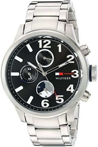 Shop Tommy Hilfiger Jackson Quartz Black Dial Silver Steel Strap Watch for Men - 1791243 in USA