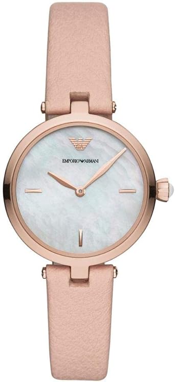Shop Emporio Armani Arianna Mother of Pearl Dial Pink Leather Strap Watch For Women - AR11199 in USA