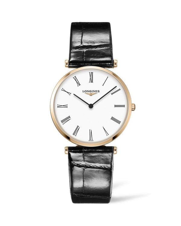Shop Longines La Grande Classique De Longines White Dial Black Leather Strap Watch for Women - L4.755.1.91.2 in USA
