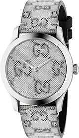Shop Gucci G Timeless Quartz Grey Dial Grey Leather Strap Watch For Men - YA1264058 in USA