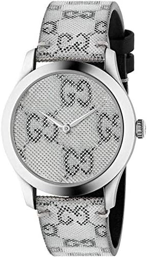 Shop Gucci G Timeless Quartz Grey Dial Grey Leather Strap Watch For Men - YA1264058 in USA