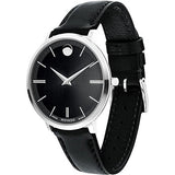 Movado Ultra Slim Black Dial Black Leather Strap Watch For Women - 0607094 Buy Now By Movado