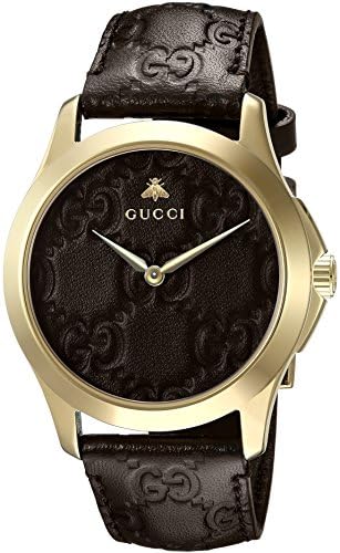 Shop Gucci G Timeless Quartz Brown Dial Brown Leather Strap Watch for Men - YA1264035 in USA