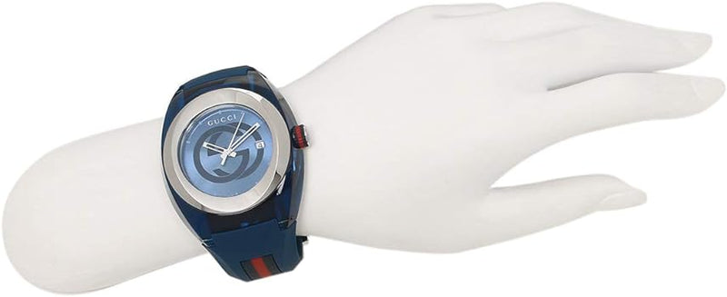 Shop Gucci Sync XXL Quartz Blue Dial Blue Rubber Strap Watch For Men - YA137104 in USA
