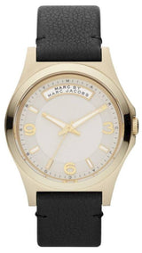 Shop Marc Jacobs Baby Dave Gold Dial Black Leather Strap Watch for Women - MBM1264 in USA