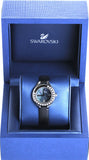 Swarovski Lovely Crystals Mother of Pearl Black Dial Black Leather Strap Watch for Women - 5242898